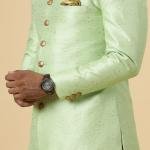 Stunning Pistachio Green Banarasi Brocade Achkan for Men | Father-Son Combo | Grooms & Weddings | Jaipurio